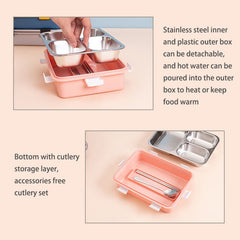 3 Compartment Stainless Steel Lunch Box 900ml