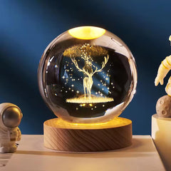 3D Deer Crystal Ball Lamp