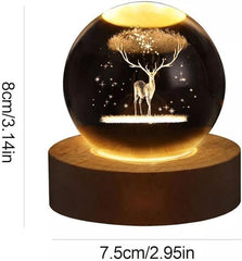 3D Deer Crystal Ball Lamp