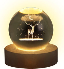 3D Deer Crystal Ball Lamp