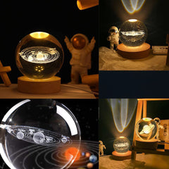 3D Solar System Crystal Ball Lamp
