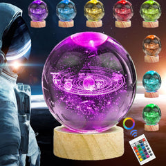 3D Solar System Crystal Ball RGB Lamp