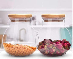 Pot Glass Jar with Wooden Lid 450ml