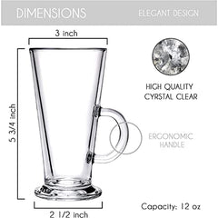 Irish Coffee Tall Glass Mug 270ml Set of 6