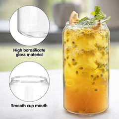 Can Shaped Glass with Glass Straw 540ml Set of 6