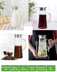 Borosilicate Glass Water Jug with Steel Lid 1.3L