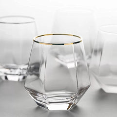 Hexa Tumbler with Gold Rim 310ml Set of 6