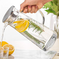Borosilicate Glass Water Jug with Steel Lid 1.3L
