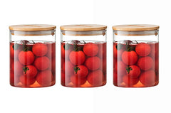 Round Glass Storage Jar with Wooden Lid 270ml