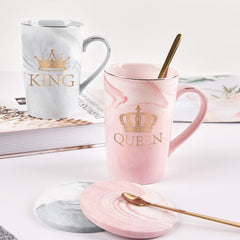 King & Queen Mug With Lid & Spoon