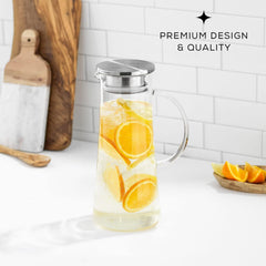 Borosilicate Glass Water Jug with Steel Lid 1.3L