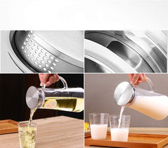 Borosilicate Glass Water Jug with Steel Lid 1.3L