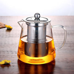 Triangle Borosilicate Glass Kettle with Stainless Steel Strainer 750ml
