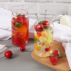 Can Shaped Glass with Glass Straw 540ml Set of 6