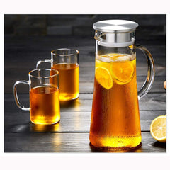 Borosilicate Glass Water Jug with Steel Lid 1.3L