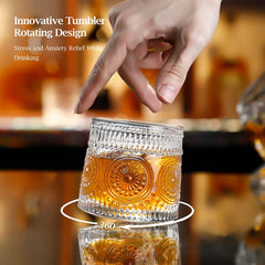 Spinning Glass Embossed 170ml Set of 6