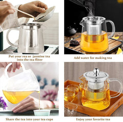 Triangle Borosilicate Glass Kettle with Stainless Steel Strainer 750ml