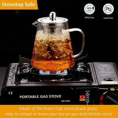 Triangle Borosilicate Glass Kettle with Stainless Steel Strainer 750ml