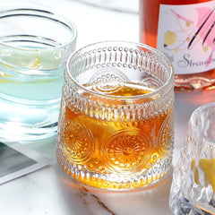 Spinning Glass Embossed 170ml Set of 6