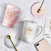King & Queen Mug With Lid & Spoon