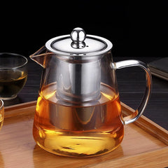 Triangle Borosilicate Glass Kettle with Stainless Steel Strainer 750ml