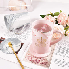 King & Queen Mug With Lid & Spoon