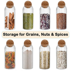 Glass Jar with Ball Cork Lid (S-500ml, M-700ml, L-1200ml) Set of 3