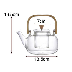Borosilicate Glass Kettle with Wooden Handle 900ml