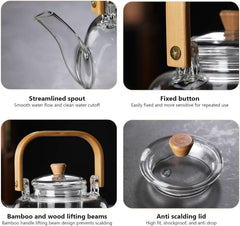 Borosilicate Glass Kettle with Wooden Handle 900ml