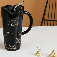 Ceramic Mug With Stainless Steel Straw 450ml