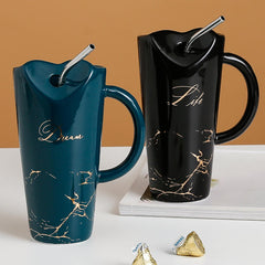 Ceramic Mug With Stainless Steel Straw 450ml