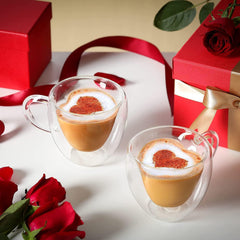 Double Wall Heart Shaped Glass Cup 250ml