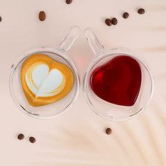 Double Wall Heart Shaped Glass Cup 250ml