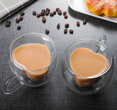 Double Wall Heart Shaped Glass Cup 250ml