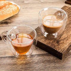 Double Wall Heart Shaped Glass Cup 250ml