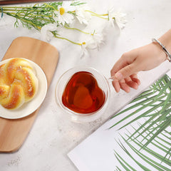 Double Wall Heart Shaped Glass Cup 250ml