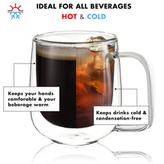 Double Wall U Shape Glass Mug 250ml
