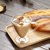 Double Wall V Shape Glass Mug 300ml