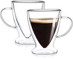 Double Wall V Shape Glass Mug 300ml