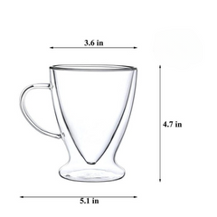 Double Wall V Shape Glass Mug 300ml