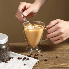Double Wall V Shape Glass Mug 300ml