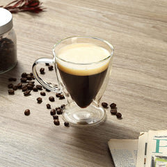 Double Wall V Shape Glass Mug 300ml