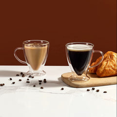 Double Wall V Shape Glass Mug 300ml