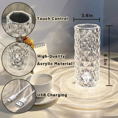 Diamond Crystal Touch Lamp with Remote