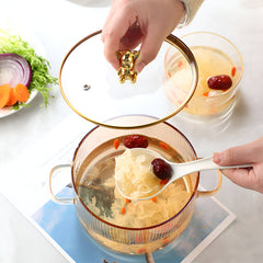 Fluted Borosilicate Glass Casserole with Gold Lid 1500ml