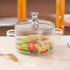 Fluted Borosilicate Glass Casserole with Lid 1600ml
