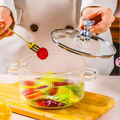 Fluted Borosilicate Glass Casserole with Lid 1600ml