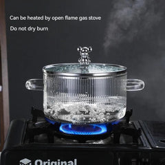 Fluted Borosilicate Glass Casserole with Lid 1600ml
