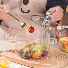 Fluted Borosilicate Glass Casserole with Lid 1600ml