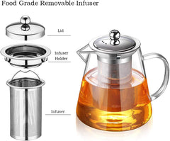 Triangle Borosilicate Glass Kettle with Stainless Steel Strainer 950ml